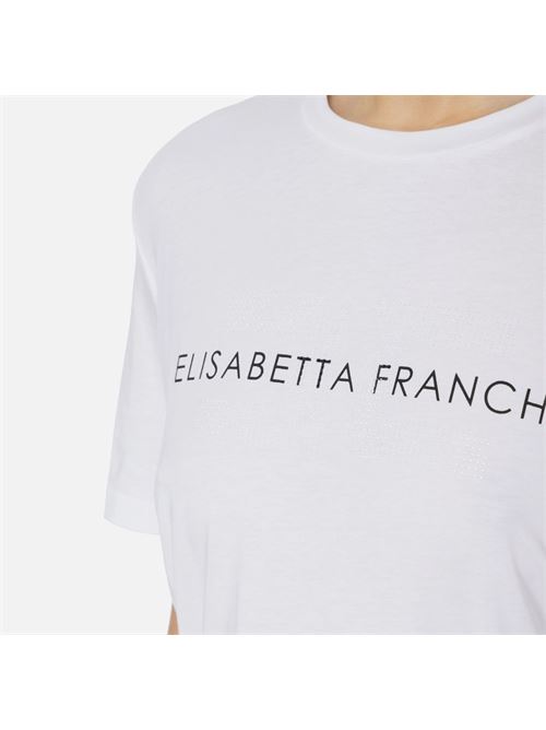 T-shirt in jersey con strass logo ELISABETTA FRANCHI | MA00346E246E2270